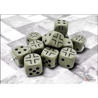 Chessex 16mm WWII Dice German Opaque Dark Grey/Black (12)