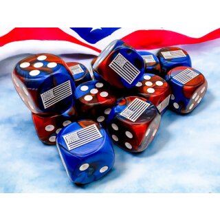 Chessex 16mm WWII Dice United States Gemini Blue-Red/White (12)