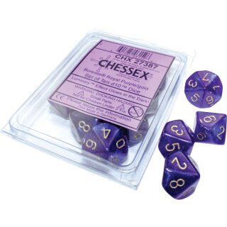 Chessex Borealis Royal Purple/gold Luminary Set of Ten d10s