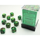 Chessex Dice Sets Gemini 4 12mm D6 Black Green/gold (36)