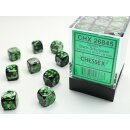 Chessex Dice Sets Gemini 5 12mm d6 Black-Grey/Green (36)