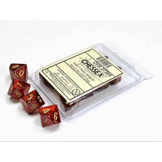 Chessex Dice Sets Glitter Polyhedral Ruby/Gold d10 Set (10)