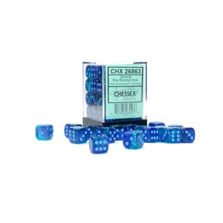 Chessex Gemini 12mm d6 Blue-Blue/light blue Luminary Dice Block (36 dice)