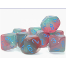 Chessex Gemini Gel Green-Pink/blue Luminary Set of 10 d10s