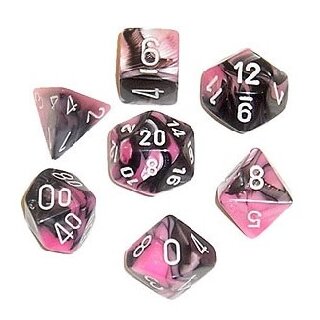 Chessex Gemini Mini-Polyhedral Black-Pink/white 7-Die Set