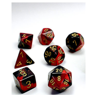 Chessex Gemini Mini-Polyhedral Black-Red/gold 7-Die Set