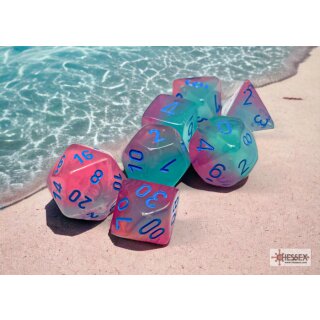 Chessex Gemini Polyhedral Gel Green-Pink/blue Luminary 7-Die Set