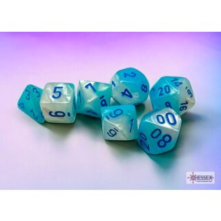 Chessex Gemini Polyhedral Pearl Turquoise-White/blue Luminary 7-Die Set