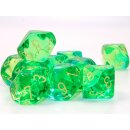 Chessex Gemini Translucent Green-Teal/yellow Set of 10 d10s