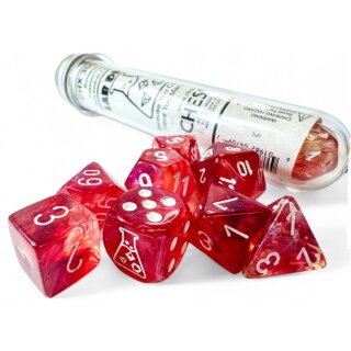 Chessex Lab Dice 9 Borealis Passion/White Luminary Polyhedral Set (7+1)