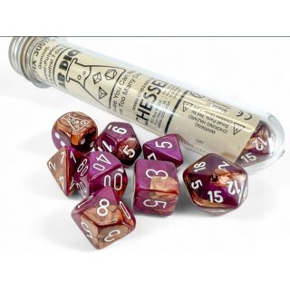 Chessex Lab Dice 9 Gemini Copper-Purple/White Polyhedral Set (7+1)