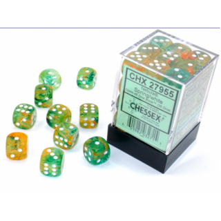 Chessex Nebula 12mm d6 Spring/white Luminary Dice Block (36 dice)