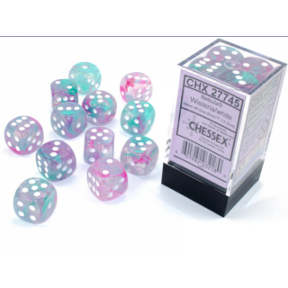 Chessex Nebula 16mm d6 Wisteria/white Luminary Dice Block (12 dice)