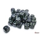 Chessex Opaque 12mm d6 Black/green Dice Block (36)