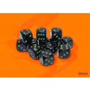 Chessex Opaque 16mm d6 Black/green Dice Block (12)