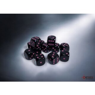 Chessex Opaque 16mm d6 Black/pink Dice Block (12)