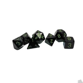 Chessex Opaque Polyhedral Black/green (7)
