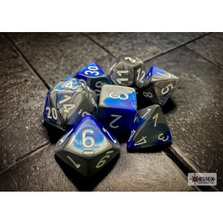 Chessex RPG Dice Sets Blue-Steel/White Gemini Polyhedral 7-Die Set