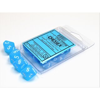 Chessex Signature Ten d10 Frosted Caribbean Blue w/white