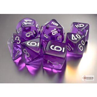 Chessex Translucent Mini-Polyhedral Purple/white 7-Die Set