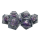 Sharp Edged Dice Set Liquid Infused Serpents Eye Black w/Purple Eye (7)