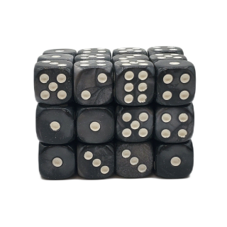 D6 12mm Dice Set Pearl Drop Black (36)