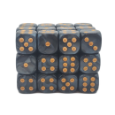 D6 12mm Dice Set Pearl Drop Black w/Gold (36)