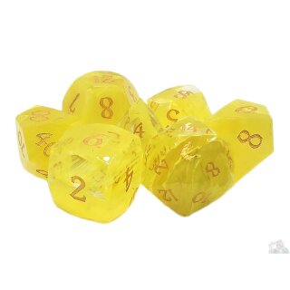 Gemstone Dice Set Diamond Cut Yellow Aurora (7)