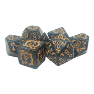 Rune Dice Set Coiled Serpent Black w/Gold (7)