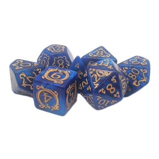 Rune Dice Set Coiled Serpent Blue w/Gold (7)