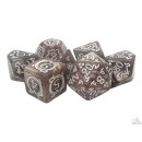 Rune Dice Set Coiled Serpent Brown w/White (7)