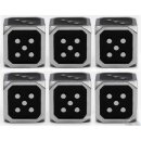 12mm Metal Pip D6 Dice Black Silver (6)