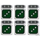 12mm Metal Pip D6 Dice Green Silver (6)