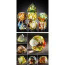 Faceted Glass Dice Set (7) Peridot