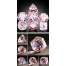 Faceted Glass Dice Set (7) Pink Diamond