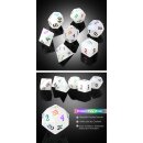 Glass Dice Set (7) Frosted White Zircon