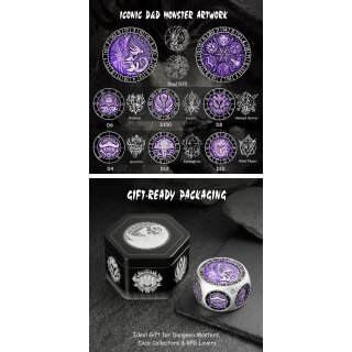 Octagon Spinner Dice Purple & Silver