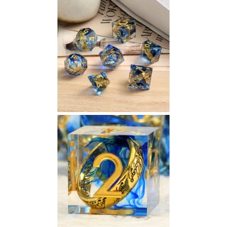 Sharp Edge Dice Set (7) Rings Blue