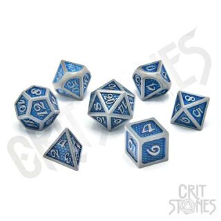 Blue Dragonhide Metal RPG Dice Set (7)