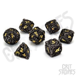 Soulreaper Gold Hollow Metal RPG Dice Set (7)