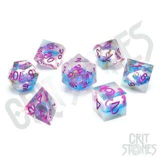 Violet Bloom Sharp Edge Resin RPG Dice Set (7)