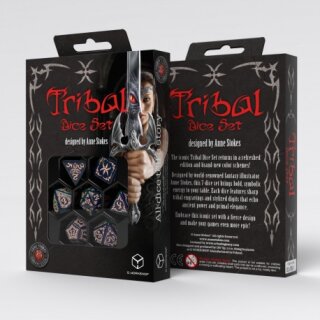 Tribal Dice Set Blue-green & Beige (7)