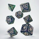 Tribal Dice Set Blue-green & Beige (7)