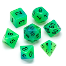 Flourescent Polyhedral Dice Set Green & Blue Numbers...