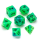 Flourescent Polyhedral Dice Set Green & Blue Numbers Black (7)