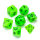 Flourescent Polyhedral Dice Set Green Numbers Black (7)