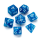 Glitter Polyhedral Dice Set Blue Numbers White (7)