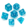 Glitter Polyhedral Dice Set Light Blue Numbers White (7)