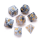 Marble Polyhedral Dice Set Black & Grey Numbers Gold (7)