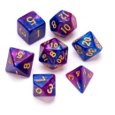 Marble Polyhedral Dice Set Blue & Purple Numbers Gold...